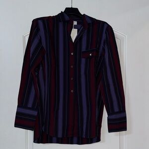 Madewell Men's Striped Button Down Shirt - Black, Purple, Red
